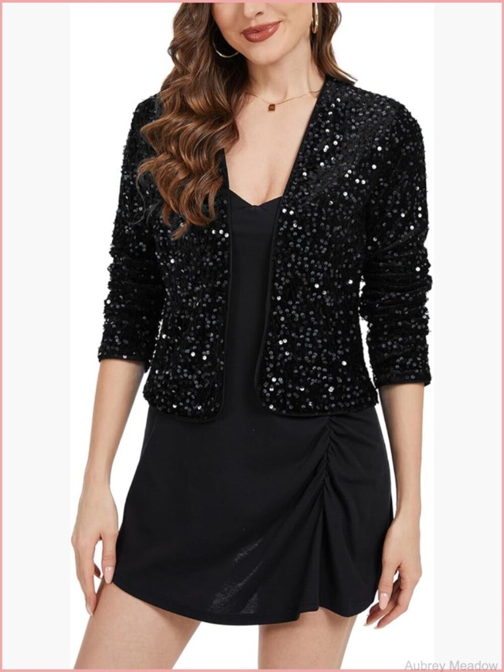 Velvet Sequin Cardigan Long Sleeve Party Jacket Shrug Concert Outfit Sparkly